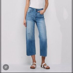 Quince Two-Tone Light & Dark Blue Wide-Leg Jeans